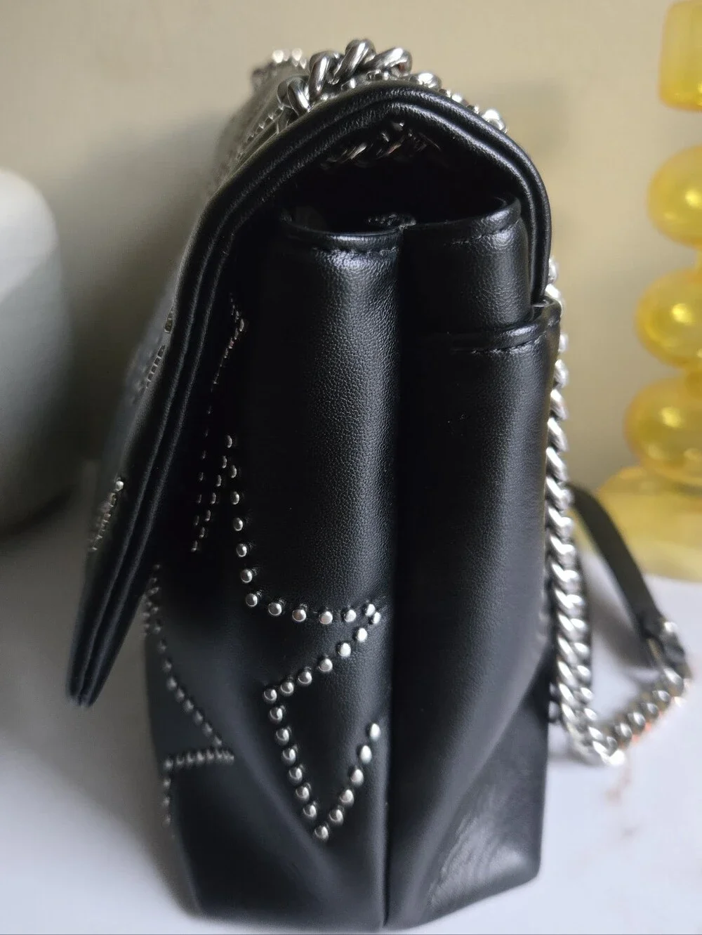 GUC Rebecca Minkoff Edie Star Studded Black Leather Shoulder Bag